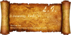 Lovassy Iván névjegykártya